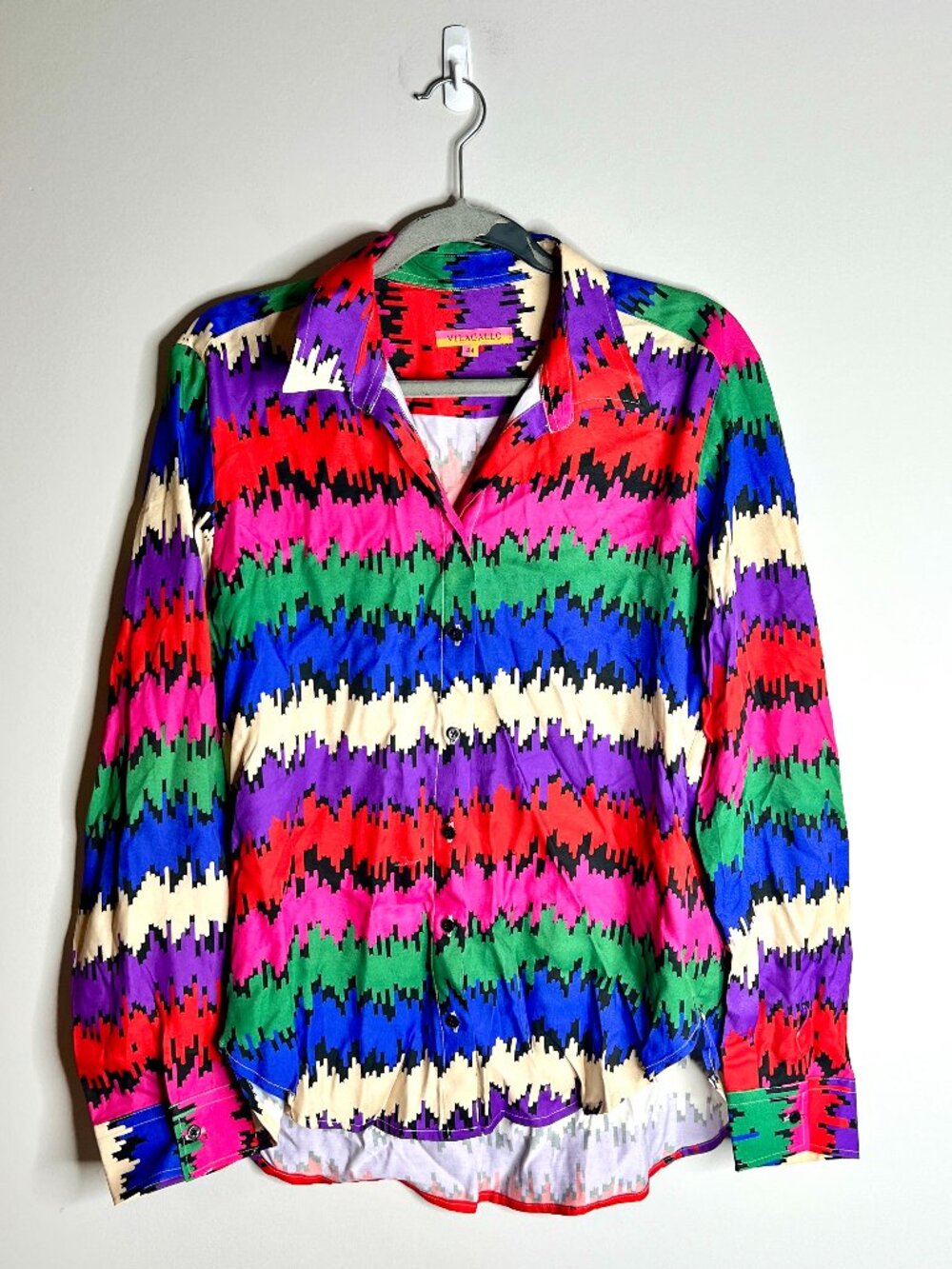Vilagallo Gaby Shirt in Makasart Print Colorful Eclectic Button-Up Preppy XL